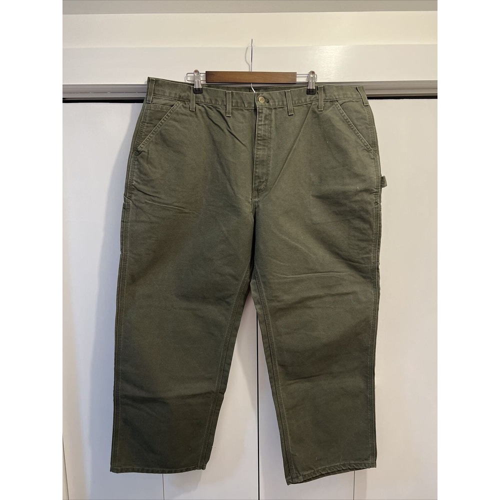 Carhartt Green B11 MOS Duck Canvas Dungaree Fit Pants Sz 44x30 ~ USA UNION MADE!